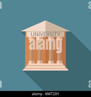 Flat design style vector illustration concept for University building education icon with long shadow Stock Vector