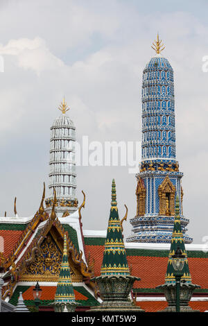 Bangkok, Thailand.  Prangs inside the Compound of the Royal Grand Palace. Stock Photo