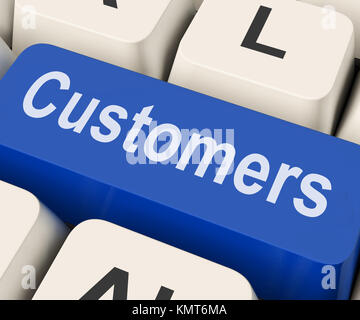 Customers Key On Keyboard Meaning Client Consumer Or Buyer Stock Photo