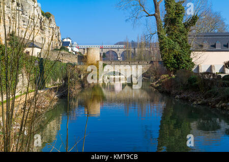 Luxembourg-Grund along the Alzette river Stock Photo
