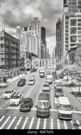 New York, USA - May 26, 2017: Traffic on the Second Avenue. It has carried one way traffic since June 4, 1951. Stock Photo