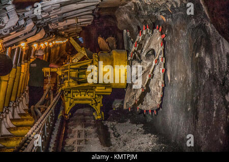Ruda Slaska, Poland - July 16, 2017: A shearer machine working in a