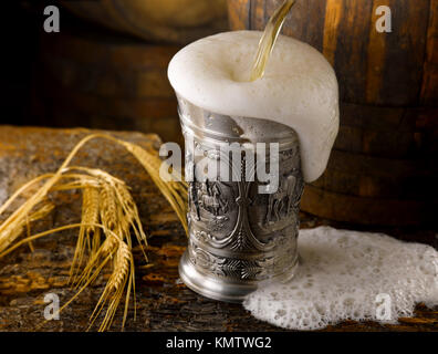 wonderful craft beer poured into a glass Stock Photo