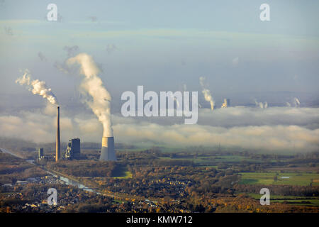 Coal-fired power plant, STEAG and RWE Power, joint power station Bergkamen A oHG, Datteln-Hamm-Canal, electricity, district heating, exhaust gases, em Stock Photo