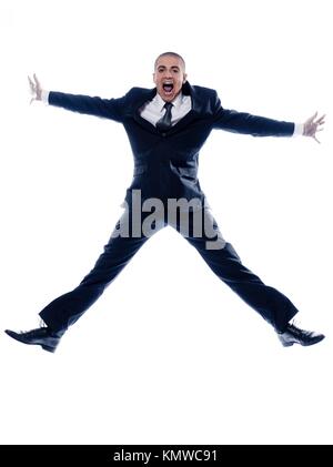 caucasian man businessman jump screaming angry isolated studio on white ...