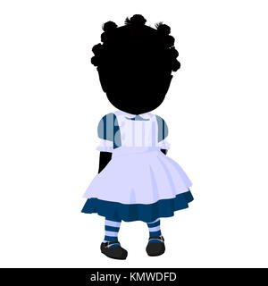 Little African American Alice In Wonderland Illustration Silhouette On 