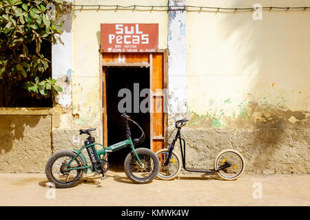 Cycle shop on a back street in Santa Maria, Sal, Salina, Cape Verde, Africa Stock Photo