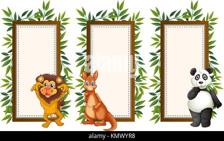 Three banner template with cute animals illustration Stock Vector Image ...