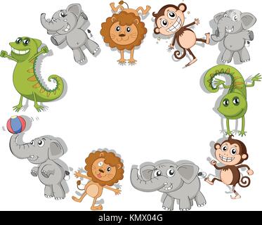 Border template with cute animals illustration Stock Vector Image & Art ...