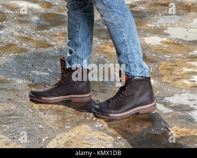 boots, casual, classic, old, elegance, leather, timberland,footwear,  fashionable, fashion, lifestyle, style, contemporary, typical,  individuality, ind Stock Photo - Alamy