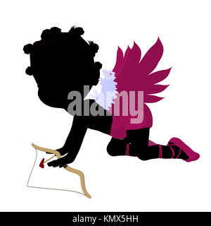 Little african american cupid girl on a white background Stock Photo