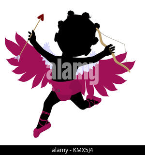 Little african american cupid girl on a white background Stock Photo