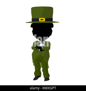 Little african american leprechaun girl on a white background Stock Photo