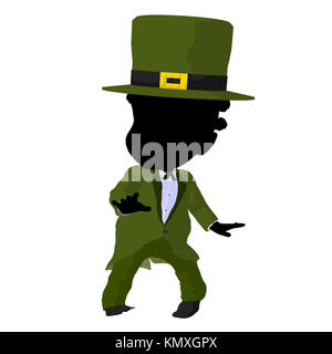 Little african american leprechaun girl on a white background Stock Photo