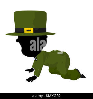 Little african american leprechaun girl on a white background Stock Photo