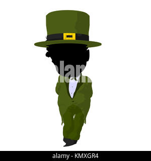 Little african american leprechaun girl on a white background Stock Photo