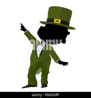 Little african american leprechaun girl on a white background Stock Photo