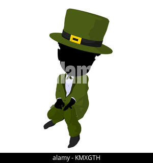 Little african american leprechaun girl on a white background Stock Photo