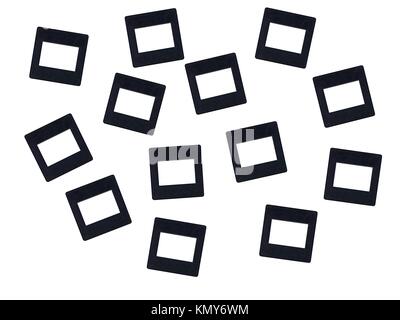 Photographic slides isolated against a white background