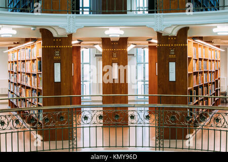 Helsinki, Finland. View Of Floors And Racks With Books In The National Library Of Finland. Stock Photo