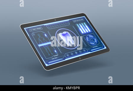 futuristic app interface for medical and scientific purpose - tooth scanner (3d render) Stock Photo