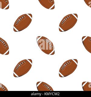 Football, rugby ball seamless pattern hand drawn sketch, vector illustration. Stock Vector