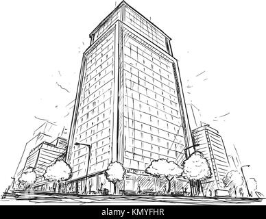 Sketch of city buildings Royalty Free Vector Image