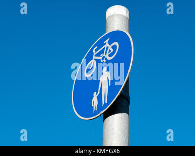 highways bicycle and pedestrian lane sign Stock Photo