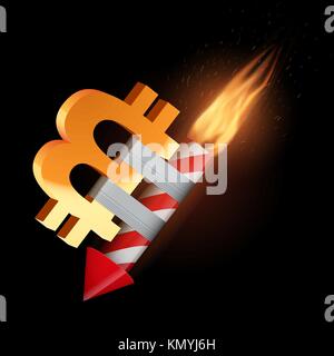 The concept of falling bitcoin Stock Vector