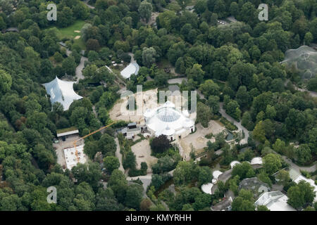 zoo with elephant house, Hellabrunn, Munich, Bavaria, Germany Stock Photo