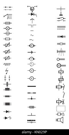 An extensive list of numerous electrical signs and symbols, all in ...