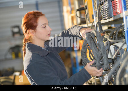 female working at a warehouse Stock Photo
