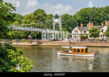 Sightseeing boat at the River Dee in Chester, Chesire, England, UK Stock Photo