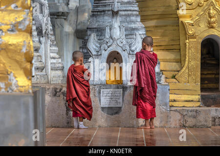 Shwe Indein Pagoda, Inle Lake, Myanmar, Asia Stock Photo