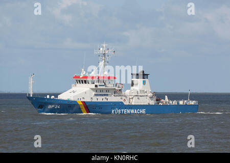 A coast guard vessel from the German Küstenwache off Cuxhaven Stock Photo