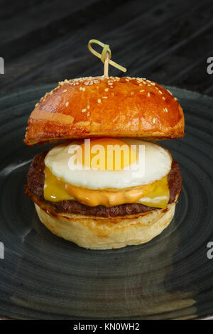 Burger with egg Stock Photo