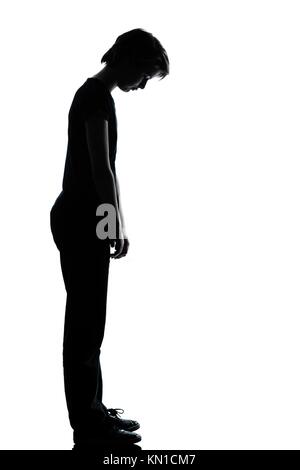 young man sad silhouette in studio isolated on white background Stock Photo  - Alamy