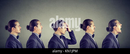 Mood swing. Man expressing different emotions and feelings Stock Photo