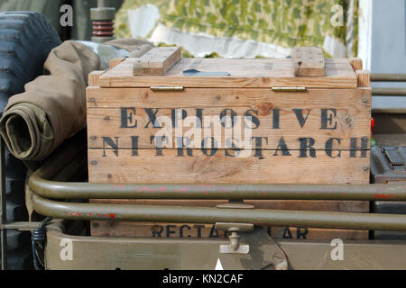 World war 2 era historical box of explosives. Stock Photo