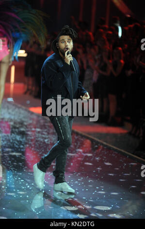 NEW YORK, NY - NOVEMBER 10: Model The Weeknd at the 2015 Victoria's Secret Fashion Show at Lexington Avenue Armory on November 10, 2015 in New York City.   People:  The Weeknd Stock Photo