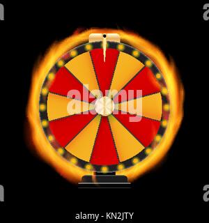 Naturalistic Fire Wheel of Fortune, Lucky Icon with Place for Text. Vector Illustration Stock Vector