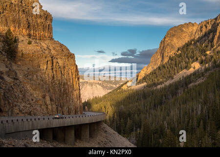 The sun sets over the Golden Gate Canyon and Grand Loop Road at the Yellowstone National Park November 6, 2016 in Wyoming. (photo by Jacob W. Frank via Planetpix) Stock Photo