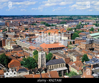 Aerial view of a city centre multi-storey car park, Norwich. Norfolk, England, United Kingdom Stock Photo