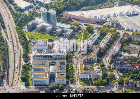 Gruga-Carree, Essen Rüttenscheid, E.ON headquarters, southern exhibition center, Essen, North Rhine-Westphalia, Germany, aerial view, aerial view, aer Stock Photo