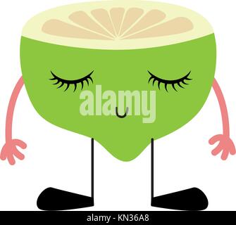 colorful lemon kawaii fruit with closed eyes Stock Vector