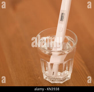 Tap drinking water quality control showing a high level of TDS Total dissolved solids Stock Photo