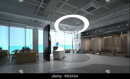 3D Illustration the modern office interior design Stock Photo