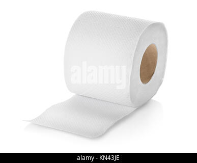 Roll of toilet paper isolated on white background.