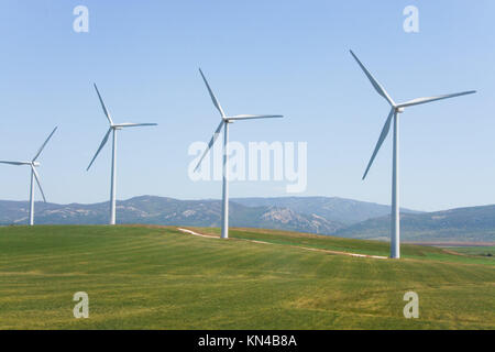 Windmills for electric power production, Cadiz province, Andalusia, Spain.