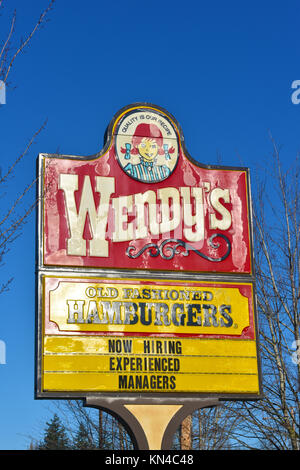 Wendy's sign old fashioned hamburgers Thunder Bay, Ontario, Canada ...